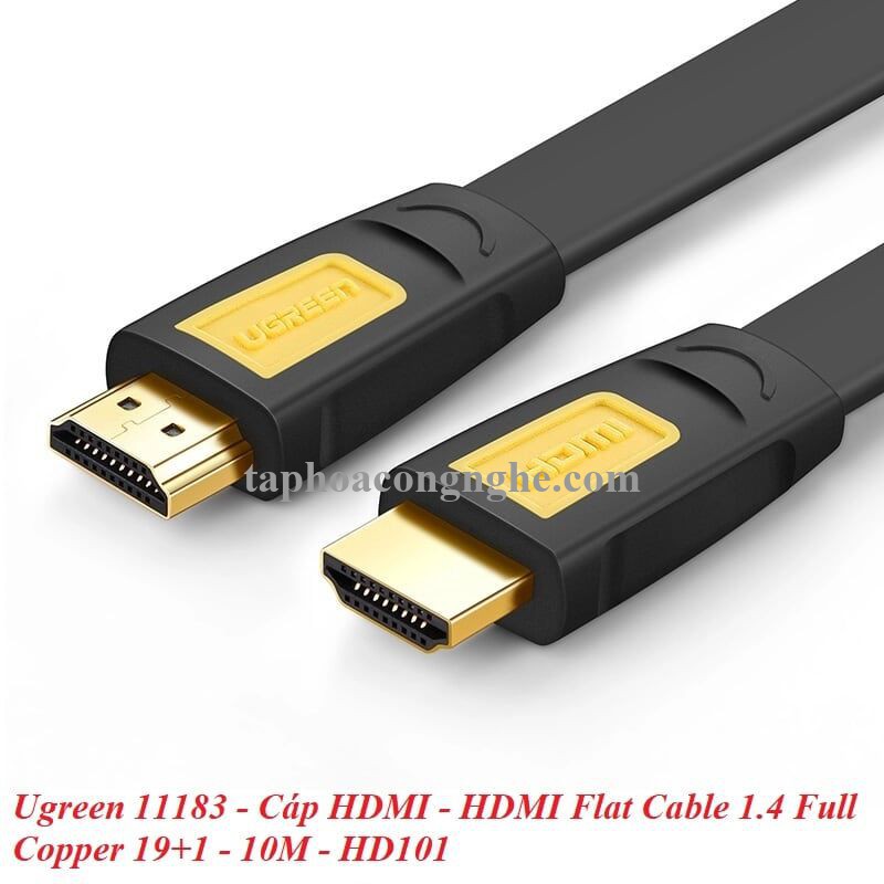 Ugreen 11183 10M màu Vàng Cáp tín hiệu HDMI chuẩn 1.4 hỗ trợ phân giải 4K * 2K cáp dẹt HD101 30011183